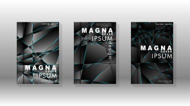 Kapak tasarım deseninin arka planı. mavi üçgen çizgi. Vektör ön sayfa yazı tipi