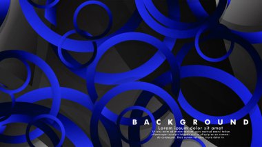 Parlak fantezi mavi siyah daireler ile soyut metal vektör arka plan
