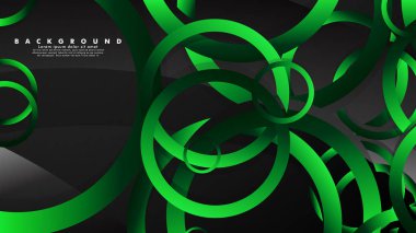 Parlak fantezi yeşil siyah daireler ile soyut metal vektör arka plan