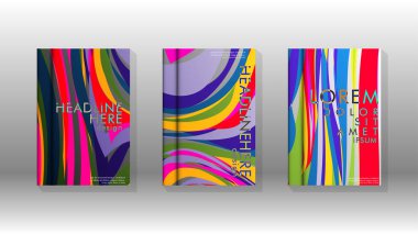 Dalga elemanları ile soyut kapak. kitap tasarım konsepti. Fütüristik iş düzeni. Dijital poster şablonu. Tasarım Vektörü - eps10