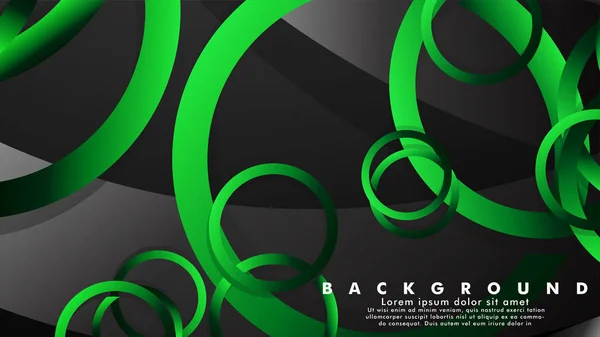 Fondo abstracto vector de metal con brillantes círculos negros verdes fantasía — Vector de stock