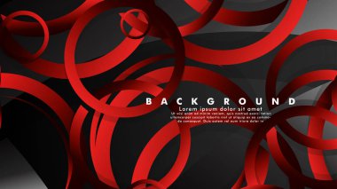 Lüks parlak kırmızı koyu halkalar ile soyut metal vektör arka plan