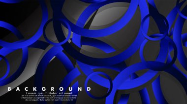 Parlak fantezi mavi siyah daireler ile soyut metal vektör arka plan