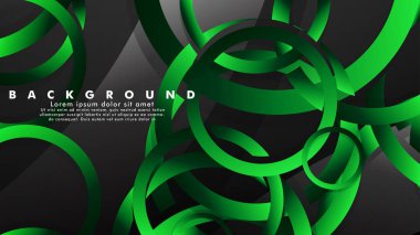 Parlak fantezi yeşil siyah daireler ile soyut metal vektör arka plan