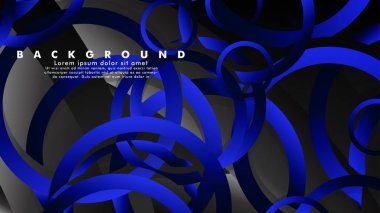 Parlak fantezi mavi siyah daireler ile soyut metal vektör arka plan