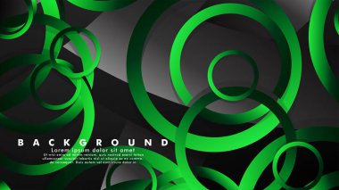 Parlak fantezi yeşil siyah daireler ile soyut metal vektör arka plan