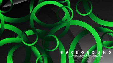 Parlak fantezi yeşil siyah daireler ile soyut metal vektör arka plan