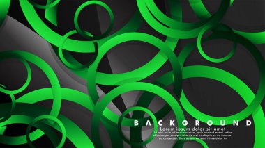 Parlak fantezi yeşil siyah daireler ile soyut metal vektör arka plan
