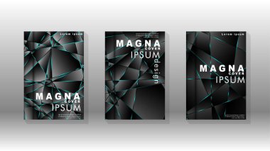 Kapak tasarım deseninin arka planı. mavi üçgen çizgi. Vektör ön sayfa yazı tipi