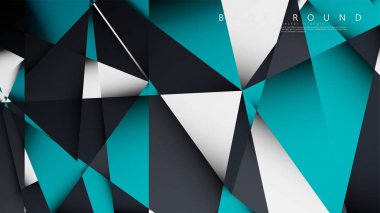 Vektör Arka Plan Üçgen Mozaik mavi, gri ve beyaz bir arada. Degradeler ve saydamlık ile geometrik illüstrasyon tarzı.