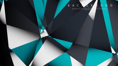 Vektör Arka Plan Üçgen Mozaik mavi, gri ve beyaz bir arada. Degradeler ve saydamlık ile geometrik illüstrasyon tarzı.