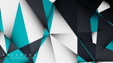 Vektör Arka Plan Üçgen Mozaik mavi, gri ve beyaz bir arada. Degradeler ve saydamlık ile geometrik illüstrasyon tarzı.