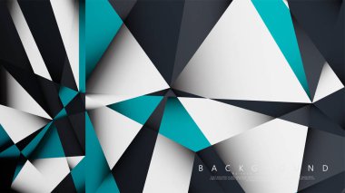 Vektör Arka Plan Üçgen Mozaik mavi, gri ve beyaz bir arada. Degradeler ve saydamlık ile geometrik illüstrasyon tarzı.