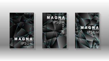 Kapak tasarım deseninin arka planı. mavi üçgen çizgi. Vektör ön sayfa yazı tipi