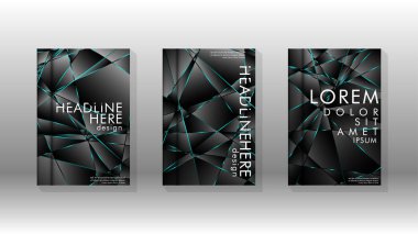 Kapak tasarım deseninin arka planı. mavi üçgen çizgi. Vektör ön sayfa yazı tipi