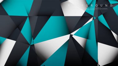 Vektör Arka Plan Üçgen Mozaik mavi, gri ve beyaz bir arada. Degradeler ve saydamlık ile geometrik illüstrasyon tarzı.