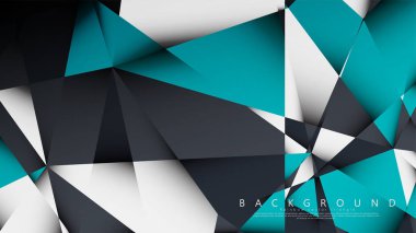 Vektör Arka Plan Üçgen Mozaik mavi, gri ve beyaz bir arada. Degradeler ve saydamlık ile geometrik illüstrasyon tarzı.