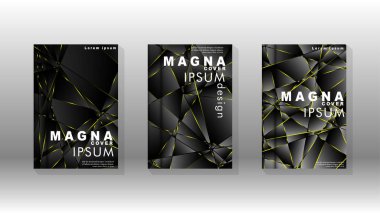 Fantezi çokgen kapak desen arka plan tasarımı. sarı üçgen çizgi