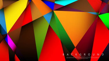 Açık Çok Renkli Gökkuşağı vektör arka plan mozaik üçgen. Degradeler ve saydamlık ile geometrik illüstrasyon tarzı. Üçgen desen tasarımı