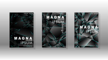 Kapak tasarım deseninin arka planı. mavi üçgen çizgi. Vektör ön sayfa yazı tipi