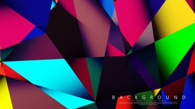 Açık Çok Renkli Gökkuşağı vektör arka plan mozaik üçgen. Degradeler ve saydamlık ile geometrik illüstrasyon tarzı. Üçgen desen tasarımı