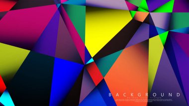 Açık Çok Renkli Gökkuşağı vektör arka plan mozaik üçgen. Degradeler ve saydamlık ile geometrik illüstrasyon tarzı. Üçgen desen tasarımı