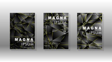 Fantezi çokgen kapak desen arka plan tasarımı. sarı üçgen çizgi