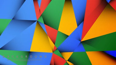 Kırmızı sarı ve yeşil kombinasyonu ile bir Üçgen Arka Plan Vektör. Degradeler ve saydamlık ile geometrik illüstrasyon tarzı.