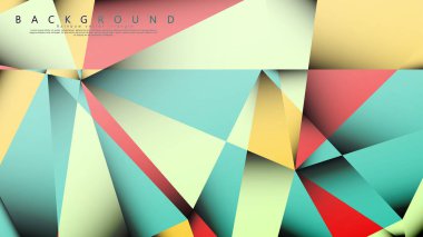 Pastel mavi, kırmızı ve sarı nın birleşimi ile Mozaik Üçgen vektör arka plan. Degradeler ve saydamlık ile geometrik illüstrasyon tarzı.