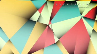 Pastel mavi, kırmızı ve sarı nın birleşimi ile Mozaik Üçgen vektör arka plan. Degradeler ve saydamlık ile geometrik illüstrasyon tarzı.
