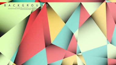 Pastel mavi, kırmızı ve sarı nın birleşimi ile Mozaik Üçgen vektör arka plan. Degradeler ve saydamlık ile geometrik illüstrasyon tarzı.