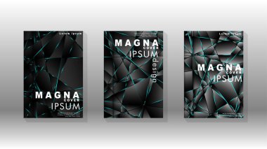 Kapak tasarım deseninin arka planı. mavi üçgen çizgi. Vektör ön sayfa yazı tipi