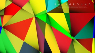 Açık Çok Renkli Gökkuşağı vektör arka plan mozaik üçgen. Degradeler ve saydamlık ile geometrik illüstrasyon tarzı. Üçgen desen tasarımı