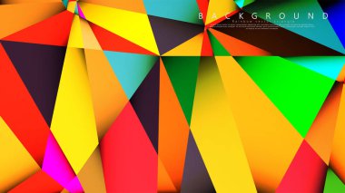 Açık Çok Renkli Gökkuşağı vektör arka plan mozaik üçgen. Degradeler ve saydamlık ile geometrik illüstrasyon tarzı. Üçgen desen tasarımı