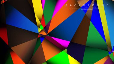 Açık Çok Renkli Gökkuşağı vektör arka plan mozaik üçgen. Degradeler ve saydamlık ile geometrik illüstrasyon tarzı. Üçgen desen tasarımı