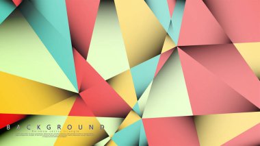 Pastel mavi, kırmızı ve sarı nın birleşimi ile Mozaik Üçgen vektör arka plan. Degradeler ve saydamlık ile geometrik illüstrasyon tarzı.