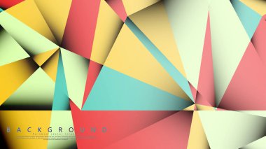 Pastel mavi, kırmızı ve sarı nın birleşimi ile Mozaik Üçgen vektör arka plan. Degradeler ve saydamlık ile geometrik illüstrasyon tarzı.