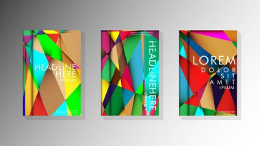 Degradeler ve saydamlık ile geometrik illüstrasyon tarzı. kitap kapağı tasarımı