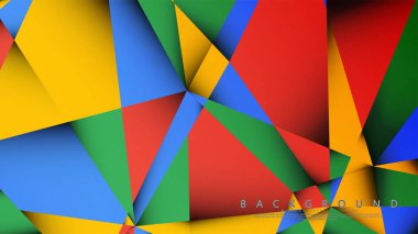 Kırmızı sarı ve yeşil kombinasyonu ile bir Üçgen Arka Plan Vektör. Degradeler ve saydamlık ile geometrik illüstrasyon tarzı.