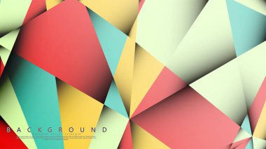 Pastel mavi, kırmızı ve sarı nın birleşimi ile Mozaik Üçgen vektör arka plan. Degradeler ve saydamlık ile geometrik illüstrasyon tarzı.
