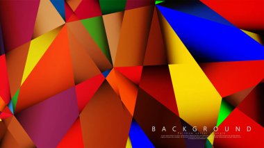 Açık Çok Renkli Gökkuşağı vektör arka plan mozaik üçgen. Degradeler ve saydamlık ile geometrik illüstrasyon tarzı. Üçgen desen tasarımı
