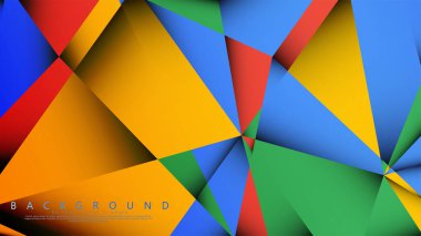 Kırmızı sarı ve yeşil kombinasyonu ile bir Üçgen Arka Plan Vektör. Degradeler ve saydamlık ile geometrik illüstrasyon tarzı.