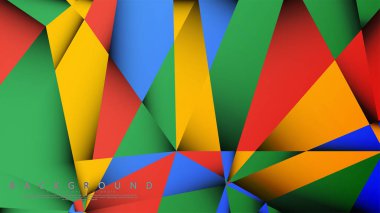 Kırmızı sarı ve yeşil kombinasyonu ile bir Üçgen Arka Plan Vektör. Degradeler ve saydamlık ile geometrik illüstrasyon tarzı.