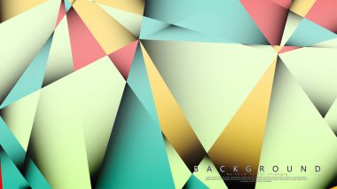 Pastel mavi, kırmızı ve sarı nın birleşimi ile Mozaik Üçgen vektör arka plan. Degradeler ve saydamlık ile geometrik illüstrasyon tarzı.