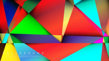 Açık Çok Renkli Gökkuşağı vektör arka plan mozaik üçgen. Degradeler ve saydamlık ile geometrik illüstrasyon tarzı. Üçgen desen tasarımı