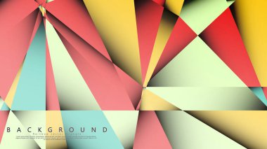 Pastel mavi, kırmızı ve sarı nın birleşimi ile Mozaik Üçgen vektör arka plan. Degradeler ve saydamlık ile geometrik illüstrasyon tarzı.