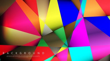 Açık Çok Renkli Gökkuşağı vektör arka plan mozaik üçgen. Degradeler ve saydamlık ile geometrik illüstrasyon tarzı. Üçgen desen tasarımı