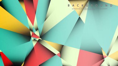 Pastel mavi, kırmızı ve sarı nın birleşimi ile Mozaik Üçgen vektör arka plan. Degradeler ve saydamlık ile geometrik illüstrasyon tarzı.