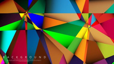 Açık Çok Renkli Gökkuşağı vektör arka plan mozaik üçgen. Degradeler ve saydamlık ile geometrik illüstrasyon tarzı. Üçgen desen tasarımı