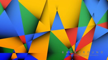 Kırmızı sarı ve yeşil kombinasyonu ile bir Üçgen Arka Plan Vektör. Degradeler ve saydamlık ile geometrik illüstrasyon tarzı.